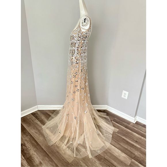 GEORGES HOBEIKA Square Neck Beaded Tulle Gown $7950 - Picture 5 of 13